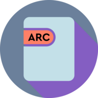 Arc File Icon Purple And Yellow Color In Circular Shape png