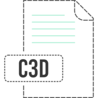 C3d File Format Icon Dashed Outline png