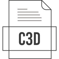 C3d File Icon Crisp Thick Outline Sharp Corners png