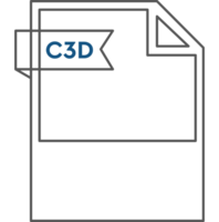 C3d File Format Icon Black Outline And Light Color Text png