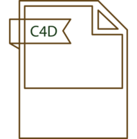 C4d File Format Icon Black Outline And Light Color Text png