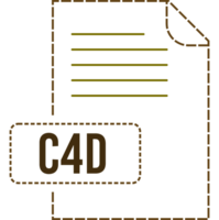 C4d File Format Icon Dashed Outline png