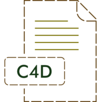C4d File Format Icon Rounded Dashed Outline png