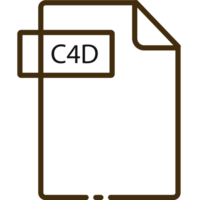 C4d File Format Minimal Icon With Black Outline png