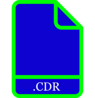 A blue file with the word cdr on it png