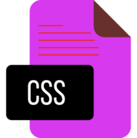 A purple file with the word css on it png