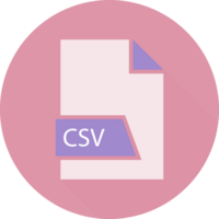 A pink circle with the word csv on it png