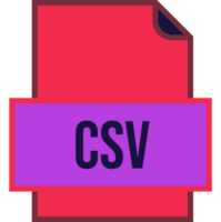 A purple and red file with the word csv on it png