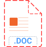 Doc File Icon Cinnabar Dashed Rounded Outline png