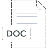 Doc File Format Icon Rounded Dashed Outline png