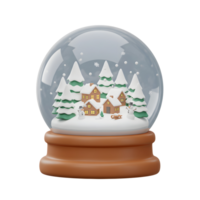 This snow globe features a winter scene with houses, trees, and snowmen, making it perfect for adding a festive touch to your holiday decorations. png