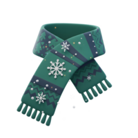 A green knitted scarf with snowflake ornaments is pictured, providing warmth and style during the winter season. png