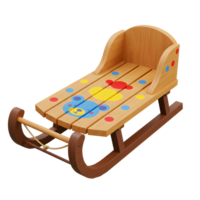 This wooden sled features a cute bear design and colorful dots, making it perfect for winter activities and snowy adventures with children. png