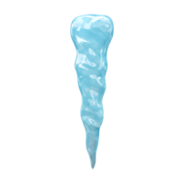A glossy blue icicle hangs against a white background, suggesting a cold winter scene and potentially used for decorative purposes. png