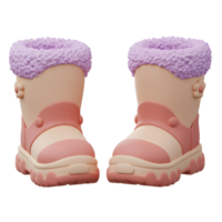 A pair of winter boots feature a striped pattern and fluffy lavender lining, perfect for keeping feet warm in cold weather. png