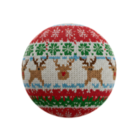A round Christmas bauble is decorated with a pattern of reindeer, snowflakes and trees in festive colors, adding a cozy touch to holiday decor. png