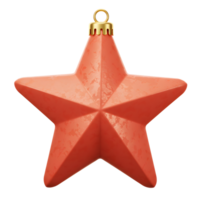 A red star shaped ornament with a golden loop is displayed in a simple, eye-catching composition, suitable for holiday decorations. png