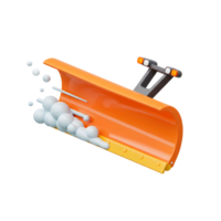 This orange snowplow is pushing snow to the side of the road, and it's used for clearing snow. png