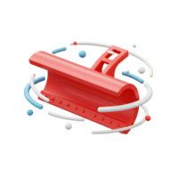 A red abstract object is surrounded by white and blue shapes, offering a visually engaging design element. png