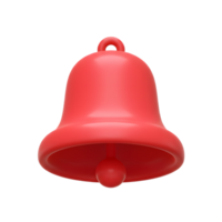 A red bell with a shiny finish is presented against a stark white background, suitable for adding notifications or alerts. png