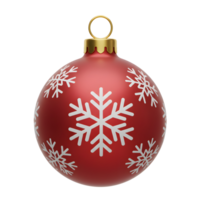 A red Christmas ornament features a snowflake pattern, adding a festive touch to holiday decorations. png