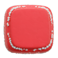 A red, rounded square shape is decorated with white sprinkles around its edges, making it suitable for decorative purposes. png