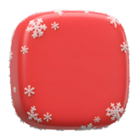 A red rounded square is decorated with white snowflakes, creating a festive and seasonal design for Christmas decorations or winter-themed graphics. png