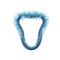 A triangular frame of ice with sharp icicles hanging from the top, creating a wintery effect for decoration. png