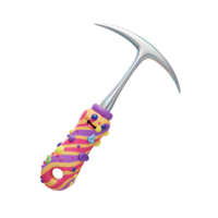 This is a fun and colorful cartoon pickaxe, perfect for whimsical artwork or imaginative play. png