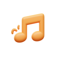 An orange musical note with radiating shapes floats on a white background, and it can be used to denote music and sound. png