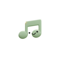 A cute, green, 3D music note with a smiling face sits on a white background, suggesting playful musical expression. png