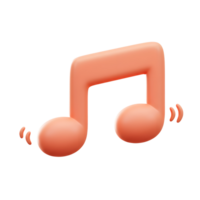 A single orange musical note with sound waves emanating from it conveys the impression of music playing, ideal for illustrating sound or music-related content. png