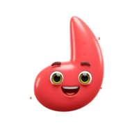A friendly cartoon music note smiles and floats on a white background, ideal for music education materials or children's content. png