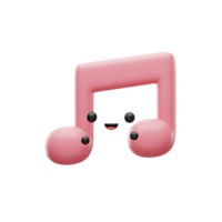 A cute pink musical note character with a smile and eyes is presented as a 3D illustration, perfect for adding charm to musical content. png