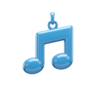 A glossy blue music note hangs from a loop against a white background, often used to represent songs or audio. png