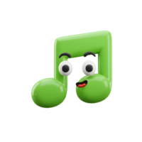 A playful green music note character with eyes and a mouth brings music to life, and can be used for music-related content. png