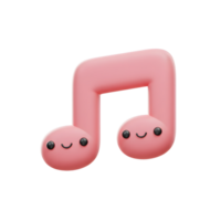 This is a 3D rendering of a pink music note with a cute smiley face, ideal for adding a cheerful element to musical themes. png