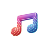 A vibrant music note is designed with a swirl pattern and a gradient of red, purple and blue, which can be used for decorations. png