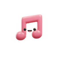 A cute, pink musical note character smiles amidst a scattering of gold confetti, ideal for adding a playful touch to music-related projects. png