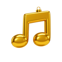A shiny gold musical note decoration hangs from a small loop, creating a festive atmosphere for a Christmas tree. png