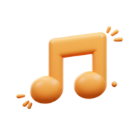 A stylized orange 3D render of a musical note floats on a white background, suggesting concepts related to music and audio media. png