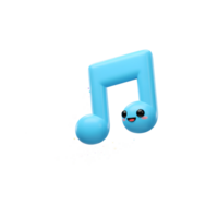 A cute blue musical note with a smiling face is surrounded by colorful stars and dots, ideal for decorating digital spaces or illustrating musical concepts. png