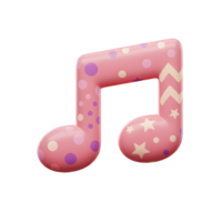 A pink musical note adorned with polka dots, stars, and chevron patterns floats against a white background, which can be used to represent music or sound. png