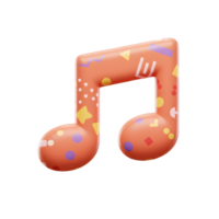 A 3D rendering of a music note decorated with colorful geometric shapes, perfect for designs related to music and playful themes. png