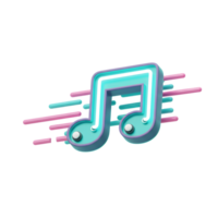 A neon-style musical note icon has blurred lines coming from behind it, suggesting speed and movement for musical concepts and projects. png