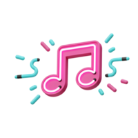 This pink neon music note illustration is surrounded by small decorative elements, adding a fun and playful touch for various creative projects. png