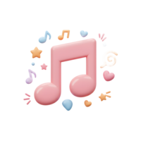 Pink music note surrounded by hearts, stars, and other musical notes, suitable for adding a whimsical touch to creative projects. png