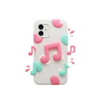 A white smartphone case decorated with pink and teal music notes provides a playful and colorful look for your device. png