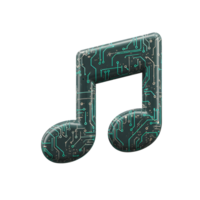 A music note with a circuit board pattern is presented, suggesting a blend of technology and music for creative projects. png