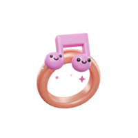 A cartoon musical note sits atop a ring with two smiling faces, creating a fun and whimsical design for playful applications. png